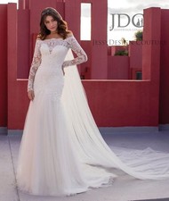 Vintage mermaid lace wedding dress wedding dress long sleeve off shoulder n.measurement