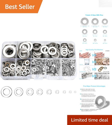 #ad Versatile 800 Pcs Stainless Steel Washer Assortment Perfect for Any Project $25.99