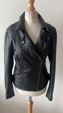 Muubaa Women’s Real Lamb Leather Black Biker Jacket UK 8