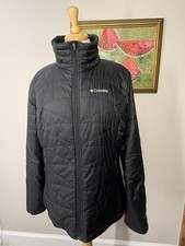 Columbia OMNI-HEAT Size L Women Black Full Zip Stand Collar Insulated Jacket EUC
