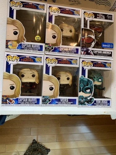 funko pop lot Marvel Captain Marvel #425 427 429 444 516 & Captain America #817