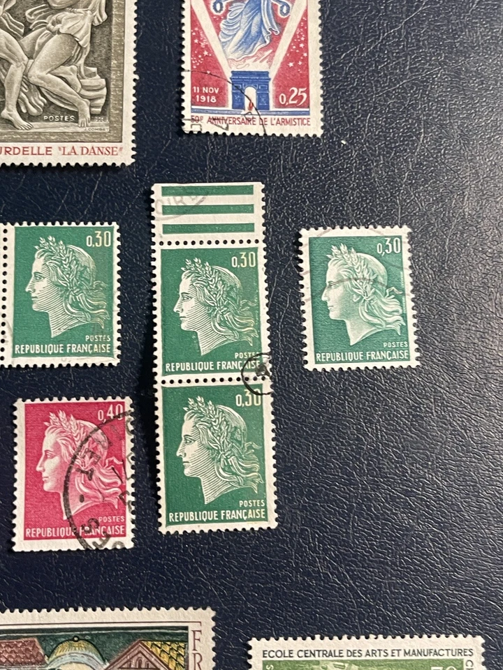 France 1968-1969 Various 8 Used Stamps, 1 MNH Block Of 4, Used Blocks Of 3 And 2 - Image 4 of 4