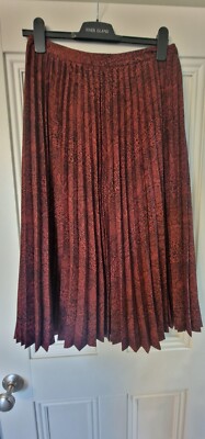Oasis Raspberry Red Snake Print Pleated Midi Dress Size UK 10