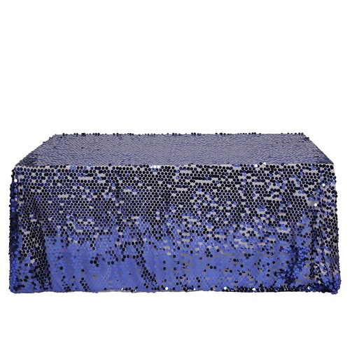 Navy Blue Rectangular 90x132" Large Payette Sequin Tablecloth Wedding Catering - Picture 7 of 8