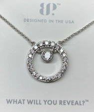 Ring Bomb Party “Graceful Babe” Necklace Rhodium Cubic Zirconia $140 MSRP!