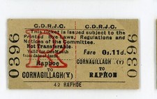 Railway Ticket Irish CDRJC 3rd Class Return Raphoe - Cornagillagh 0s11d