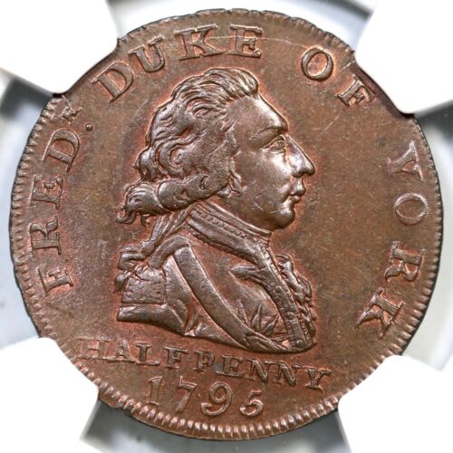 1795 D&H-985 NGC MS 63 BN MIDDLESEX - NATIONAL SERIES Gr Brit Conder Token 1/2p - Picture 1 of 3