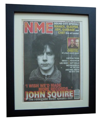 STONE ROSES+JOHN SQUIRE+NME 1996+POSTER+AD+FRAMED+RARE ORIGINAL+FAST GLOBAL SHIP