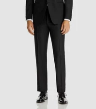 Canali Men's Black Classic Fit Tuxedo Suit Solid Trousers Pants Size 38W