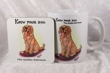 Know Your Dog The Golden Retriever cup & coaster by Dick Twinney boxed dog breed