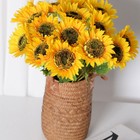 Artificial Sunflower Long Stem Lifelike Silk Fake Flower Wedding Home Party Deco