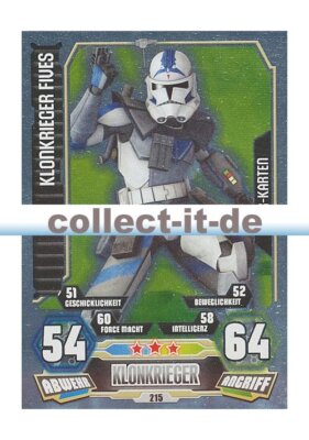 Force Attax Serie 3 215 - KLONKRIEGER FIVES - Klonkrieger - Star-Karte