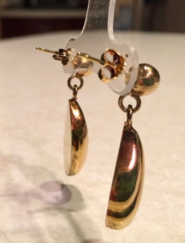 18K GOLD PLATED OVER .925 STERLING SILVER, STAMPATO DROP EARRINGS MADE IN ITALY - Picture 4 of 4