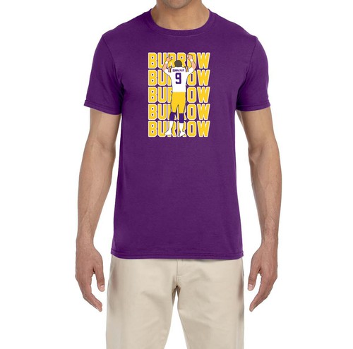 LSU Tigers Joe Burrow Text Pic T-Shirt 
