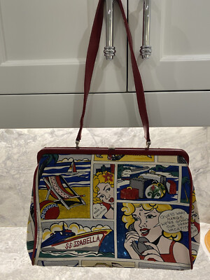 Rare ISABELLA FIORE Pop Art RED LEATHER Large Swarovski Crystal Sequin Handbag