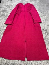 Miss Elaine Nightgown Women Medium Red French Terry Cloth Full Zip Smocked Robe