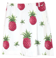 SK16508- Vintage TALBOTS Women Stretch Cotton Wrap Skirt Pineapple Multicolor 6