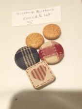 5 mixed vintage wood,metal, material button covers