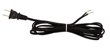 Black Lamp Cord, 8 Foot Long Replacement Repair Part, 18/2 SPT-1 Wire - 1 Pack