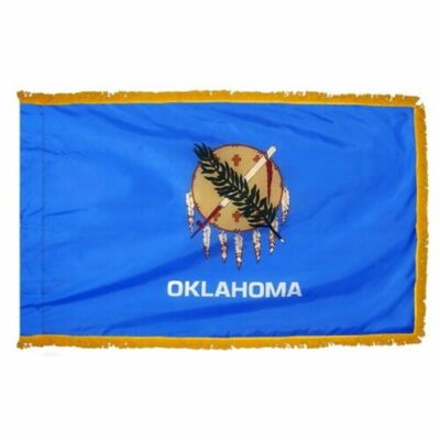 3x5 Oklahoma State Poly Nylon Sleeve w/ Gold Fringe Flag 3'x5' Banner