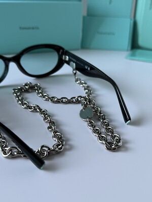 TIFFANY TF4221 8001/D9 Black Silver Chain Light Azure Lens Women