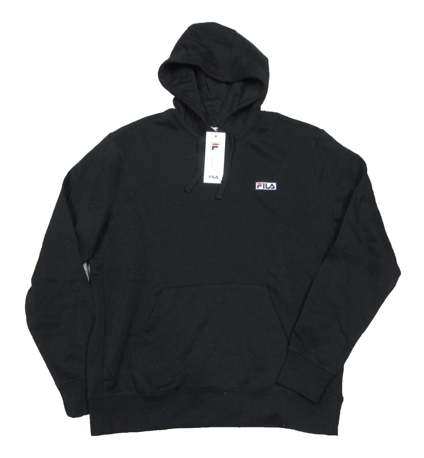 Felpa con cappuccio pullover FILA uomo nero in pile tinta unita