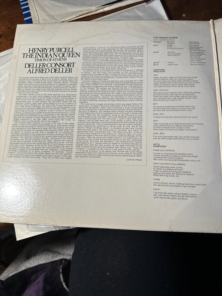 Henry Purcell, The Indian Queen 2 Vinyl LP Text John Dryden & Sir Robert Howard Foto 2 de 4