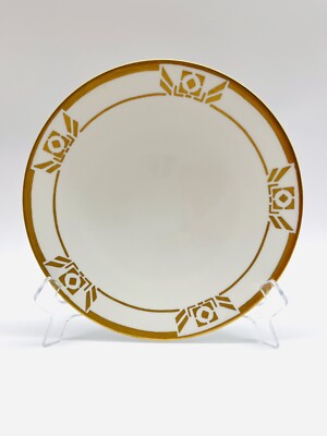 Antique JPL Limoges France J Pouyat 9  Porcelain Art Deco / Nouveau Plate Gold