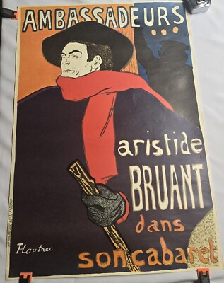 Ambassadeurs Aristide Bruant - T Lautrec -Editions Artertre Paris - Poster 26x18