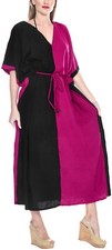 LA LEELA Women's Kaftan Evening Party Dress Beach Cover Up US 16-28W Black_M412
