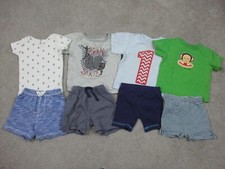 Lot 8 Old Navy Shorts Shirt Baby Boys 6-12m Blue Nautical 1st Birthday Monkey