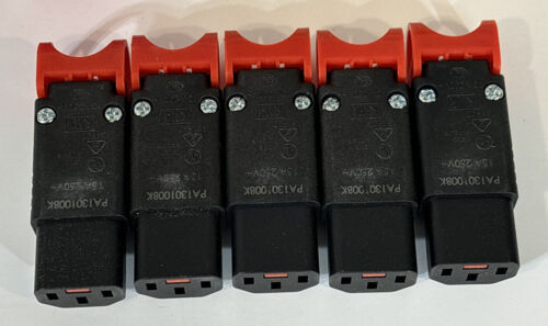 LOT OF 5 IEC Lock+ Locking Rewireable C13 Connector PA130100BK Qty 5 - Afbeelding 1 van 6