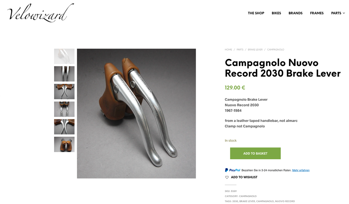 Leviers De Frein Campagnolo Nuovo Record Pour Vélo De Route - Paire Gauche/droite, Aluminium Argenté, Occasion Fonctionnelle
