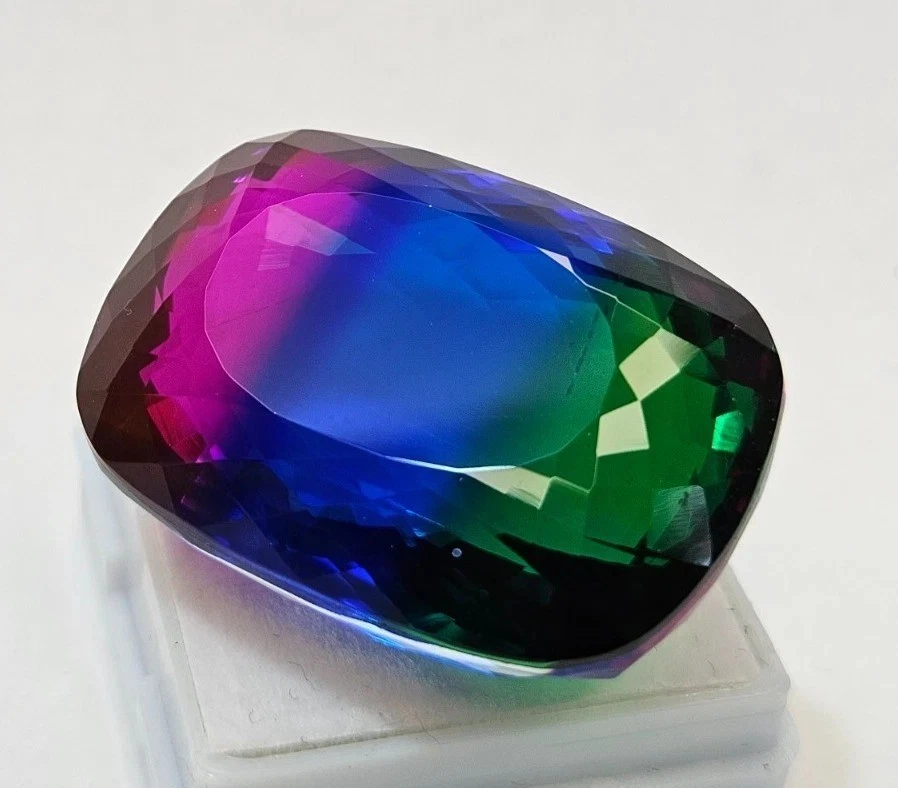 Piedra preciosa suelta bicolor natural corte cojín 77-78 quilates certificado turmalina Foto 3 de 4