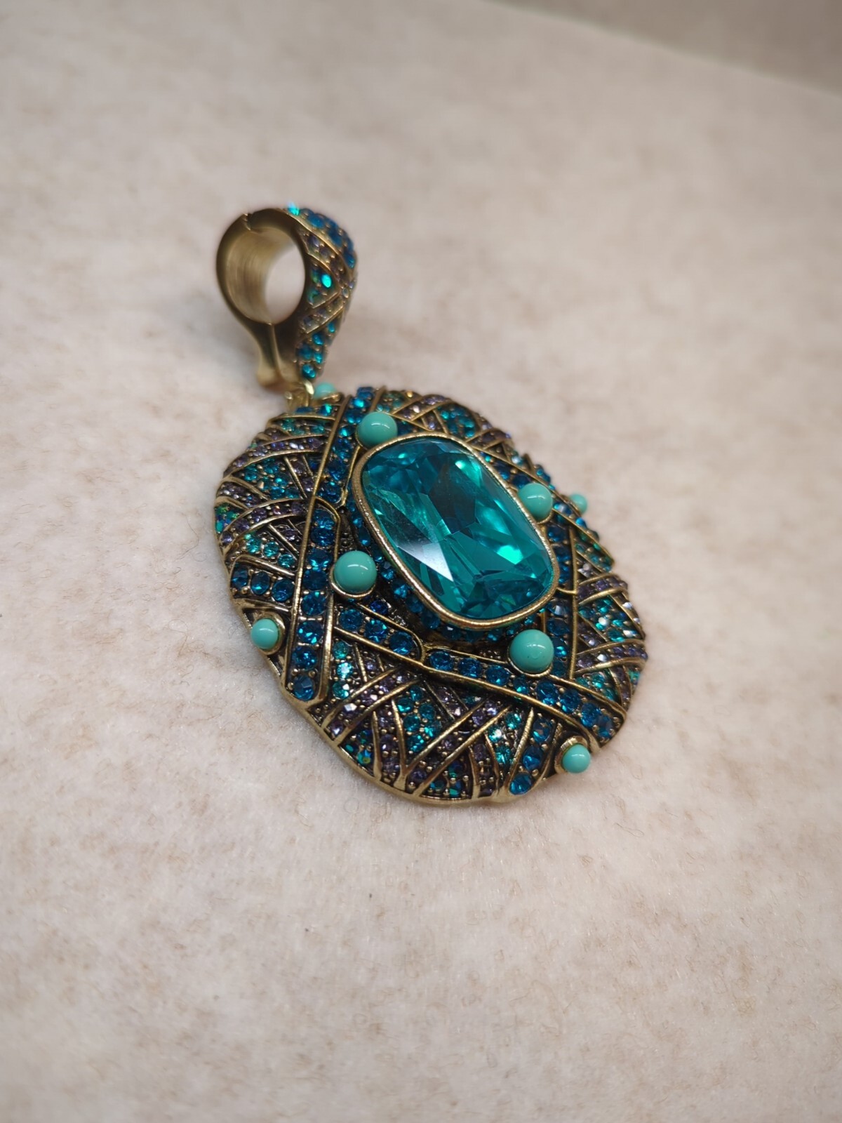 Heidi Daus Turquoise Pendant Clip On Necklace Enhancer eBay