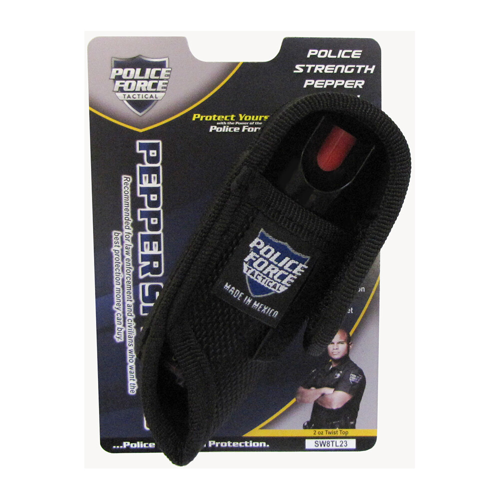 Police Force Tactical 2oz PEPPER SPRAY & Heavy Duty Holster Sheath