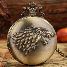 Retro Games of Thrones Winter is Coming Wolf Men Women Quartz Pocket Watch Gift