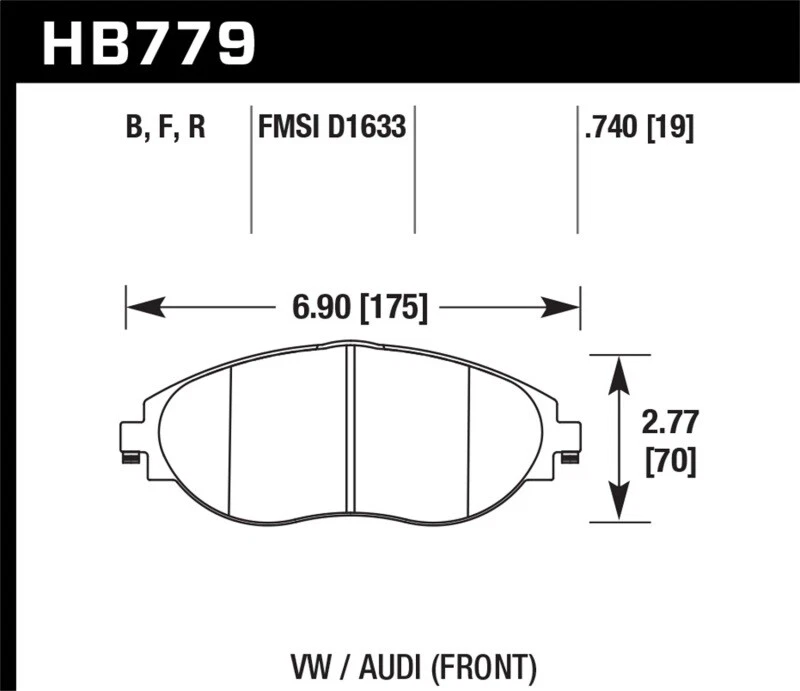 Передние тормозные колодки Hawk HB779G.740 DTC‐60 для Audi S3/Q3, 2019 Audi A3 2015–2019 годов выпуска - Изображение 4 из 4