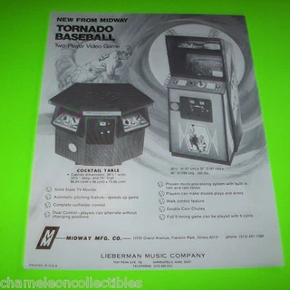 TORNADO BASEBALL 1976 ORIGINAL VIDEO ARCADE GAME FLYER Vintage Retro Promo Art