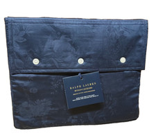 Ralph Lauren Organic Cotton Bethany Jacquard Queen Fitted Sheet Navy Blue 215