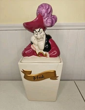 Disney Villains Cookie Jar Canister Lid Captain Hook Evil Pirate Peter Pan 13"