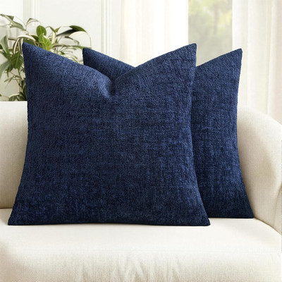 Decorative Throw Pillow Covers 18x18 Pack of 2 Navy Blue Couch Pillow Covers ...