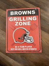 **CLEVELAND BROWNS FAN ZONE Poster-Style Distressed Metal Sign #3 - NEW**