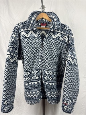 Helly Hansen Vintage Mens Full Zip Deep Pile Heavy Sherpa Fair Isle Jacket M USA