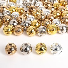 8MM Various Metal Spacer Beads Hollow Round Beads for Bracelet Craft Making