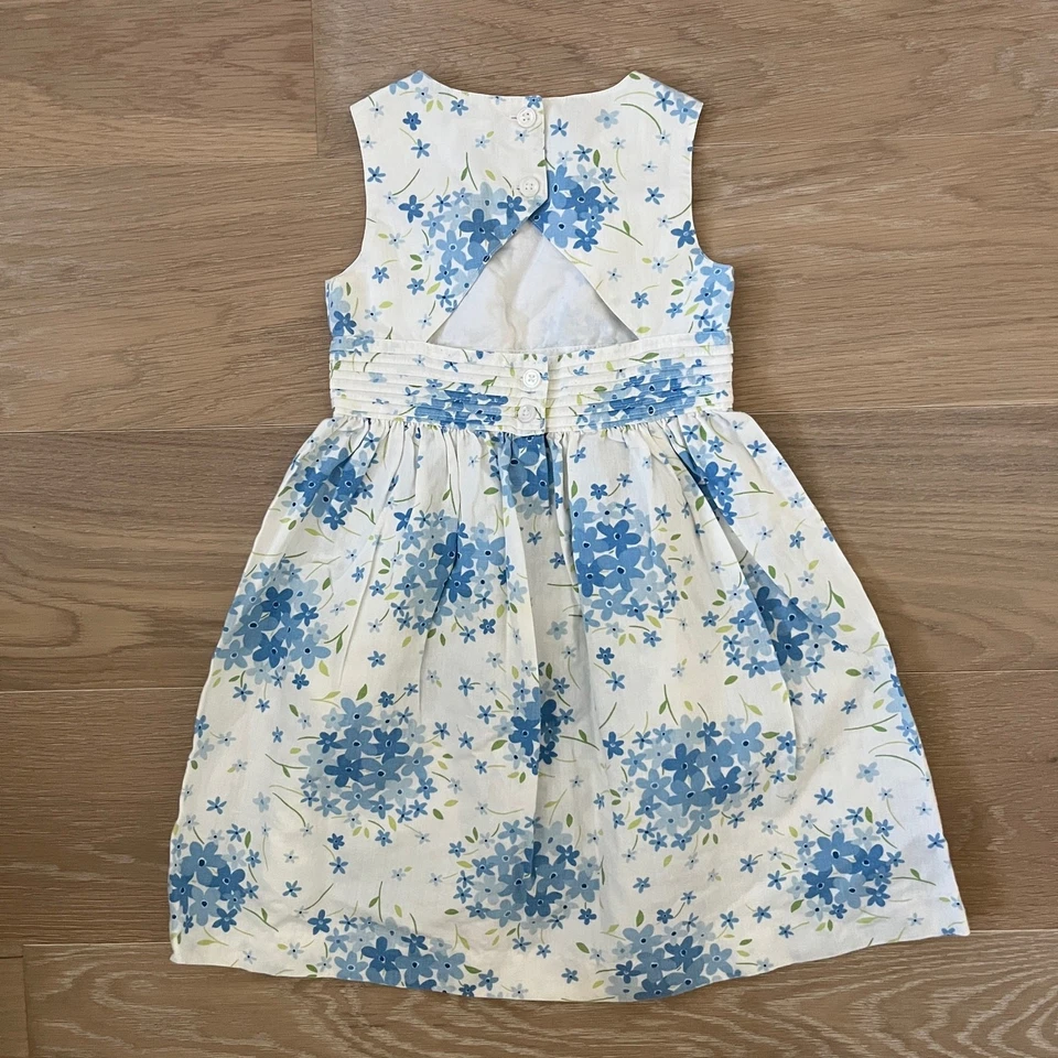 Vestido Gymboree Vintage Floral Mezcla de Lino Azul Pascua Blanco talla 4 Foto 2 de 3