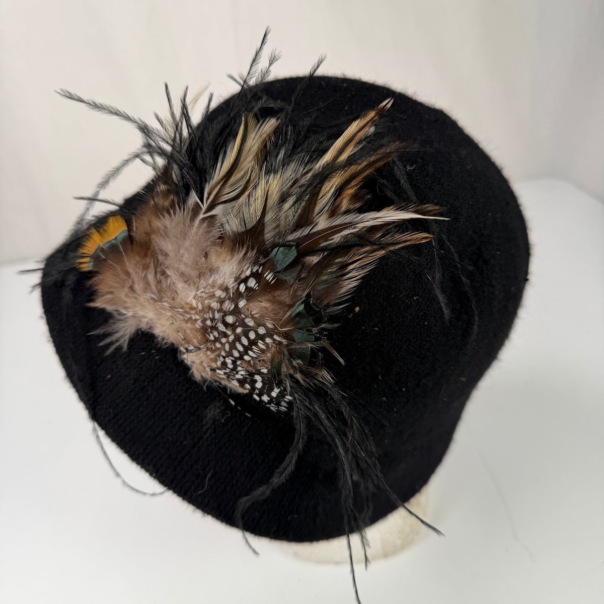 Dupatta Adelaide Black Wool Blend Cloche Hat - OSFM Fleece Cloche Hat - Black Sheepskin | Cloche Hats: Sheepskin  main image 3