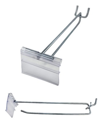 100 PACK 6 Inch Flip Scan  Metal Peg Hooks w/Label Holder 1/8'' to 1/4'' Pegboard