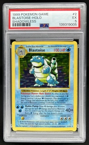1999 Pokemon Shadowless Blastoise Holo #2/102 PSA 5