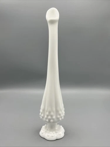 Vintage Fenton Hobnail Swung Glass Bud Vase 11.5”